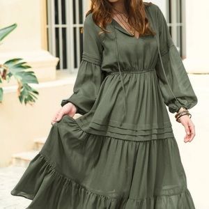 Green Boho Maxi Dress